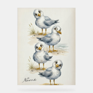 Whimsical Watercolor Seagull Family Beach Acrylic Sign