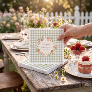 Whimsical Watercolor Strawberry Baby Shower Napkin