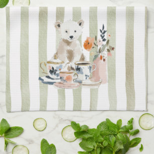  Whimsical Watercolor Tea Time Bear Kitchen Towels