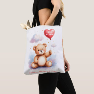 Whimsical Watercolor Teddy Bear Mum Tote Bag