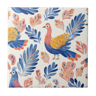 Whimsical Watercolor Turkey –Autumn Thanksgiving 2 Ceramic Tile
