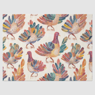 Whimsical Watercolor Turkey – Autumn Thanksgiving Tissue Paper