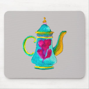 Whimsical watercolor Turkish teapot Mouse Pad