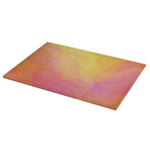 Whimsical Watercolor Wash in Yellow Orange Pink Cutting Board