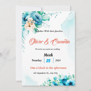 Whimsical Watercolor Wedding Invitation with Soft 