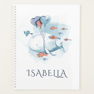 Whimsical Watercolor Whale and Fishes Planner