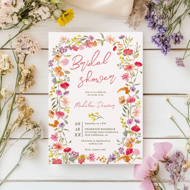 Whimsical Watercolor Wildflower Bridal Shower Invitation (Whimsical Watercolor Wildflower Bridal Shower Invitation)