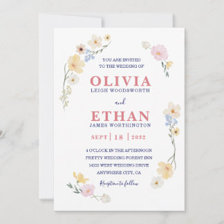 Whimsical Watercolor Wildflower Floral Spring Invitation