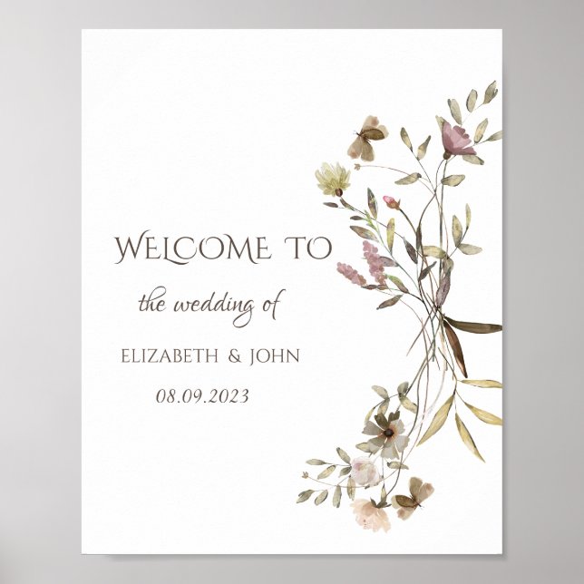 Whimsical Watercolor Wildflower  Poster (Front)