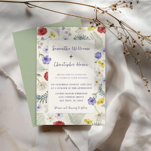 Whimsical Watercolor Wildflower Wedding Invitation