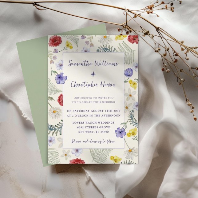Whimsical Watercolor Wildflower Wedding  Invitation (Creator Uploaded)