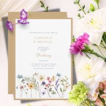 Whimsical Watercolor Wildflowers Gold Wedding 