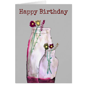 Whimsical watercolor wildflowers in vase