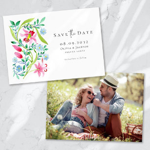Whimsical Watercolor Wildflowers Script Wedding Save The Date
