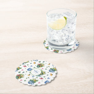 Whimsical Watercolor Wildflowers Tea Party Paper Coaster