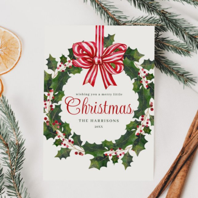 Whimsical Watercolor Wreath Holiday Card (Creator Uploaded)