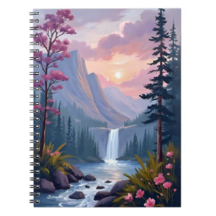 Whimsical Waterfall   Magical Floral Landscape Notebook