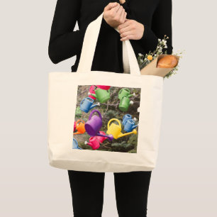 Whimsical Watering Cans Large Tote Bag