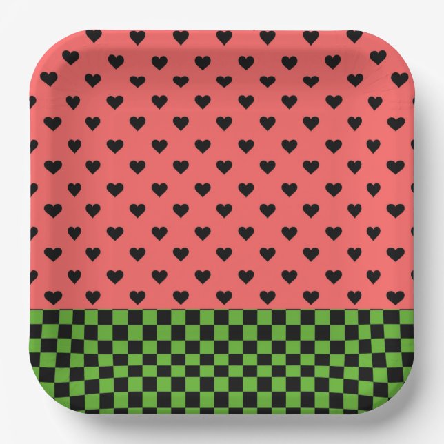 Whimsical Watermelon Colours Patterned  Paper Plate (Front)