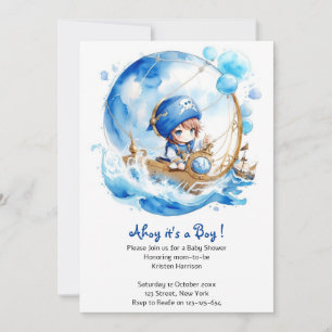 Whimsical Waves Nautical Boy Baby Shower Invitation