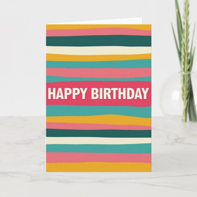 Whimsical Wavy Birthday Card (Front)