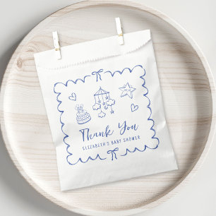 Whimsical Wavy Frame Baby Boy Shower Thank You Favour Bag