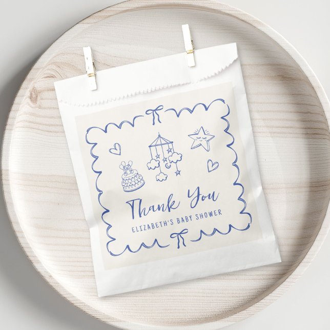Whimsical Wavy Frame Baby Boy Shower Thank You Favour Bag (Creator Uploaded)