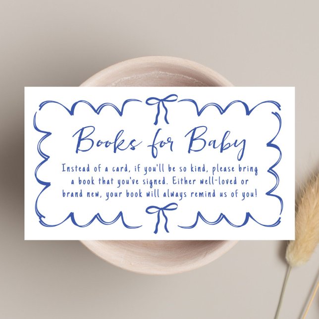 Whimsical Wavy Frame Books For Baby Boy Shower Enclosure Card (Creator Uploaded)