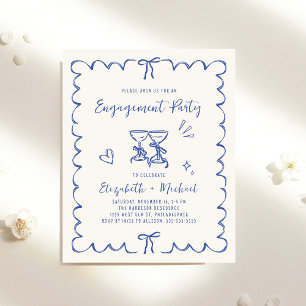 Whimsical Wavy Frame Engagement Party Invitation