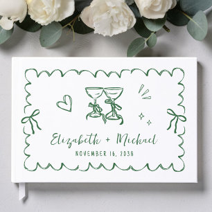Whimsical Wavy Frame Hand Drawn Wedding Guest Book