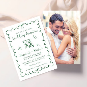 Whimsical Wavy Frame Photo Wedding Reception Save The Date