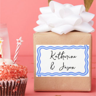 Whimsical Wavy Retro Groovy Thank You Gift  Rectangular Sticker