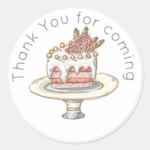 Whimsical Wedding Cake Thank You Favour Classic Round Sticker