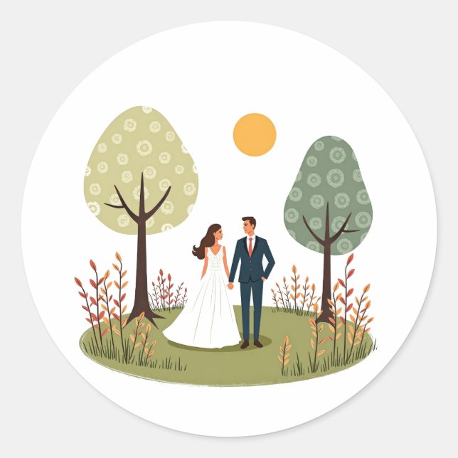 Whimsical Wedding Couple Sticker (Front)