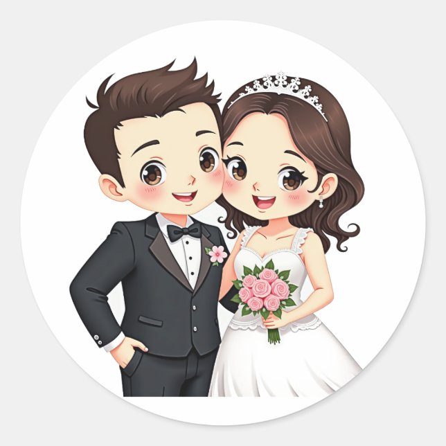 Whimsical Wedding Couple Stickers (Front)