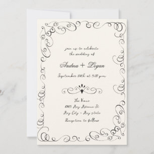Whimsical  Wedding Dinner Invitation