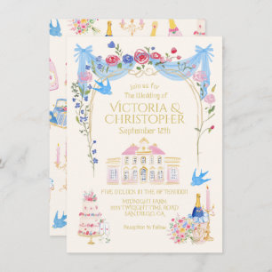 Whimsical Wedding French Chateau Mansion Invitation