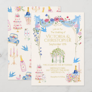 Whimsical Wedding French Floral Gazebo Invitation