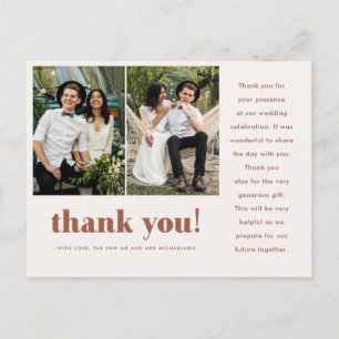 Whimsical Wedding Thank You Terracotta Two Photo Postcard