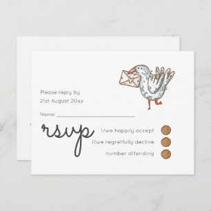 Whimsical Wedding Timeline RSVP Doodle Art Invitation Postcard