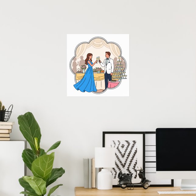 Whimsical Wedding Toast Art Print - Romantic  (Home Office)