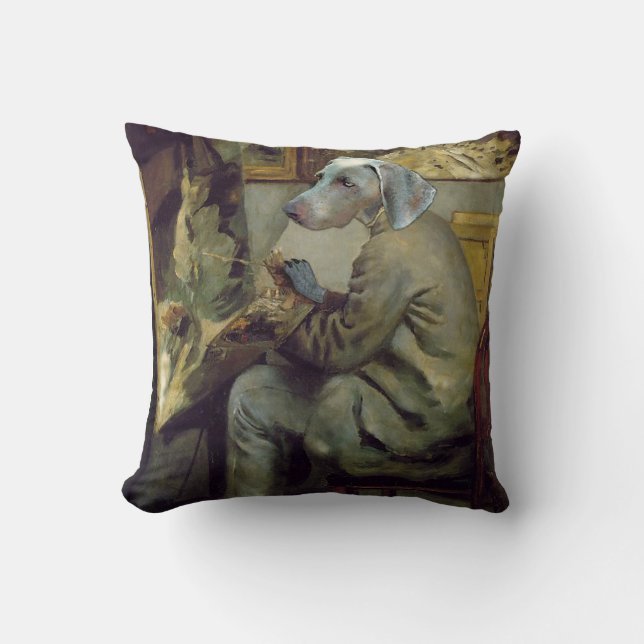 Whimsical Weimaraner Painting Cushion (Front)