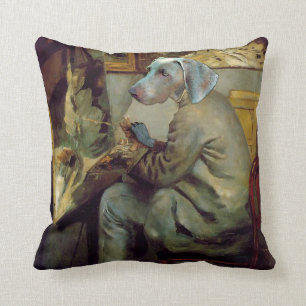 Whimsical Weimaraner Painting Cushion