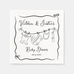 Whimsical Welcome Baby Shower Clothesline Napkin