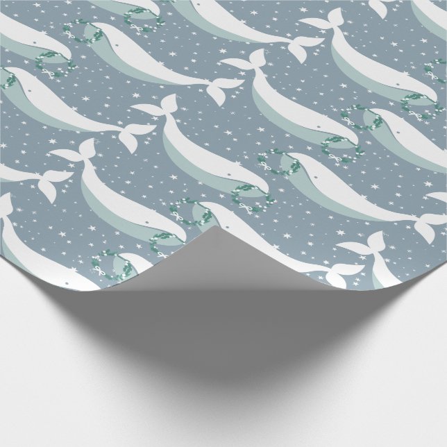 Whimsical Whale Christmas Wrapping Paper (Corner)