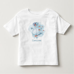 Whimsical Whale With Balloons and Fish Toddler T-Shirt