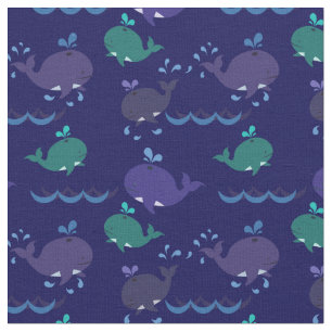 Whimsical Whales   Nautical Fabric