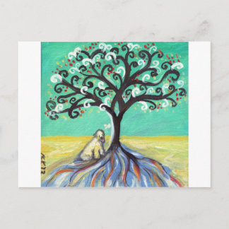 Whimsical Wheaten Terrier butterfly tree Postcard