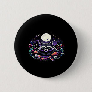 Whimsical Whimsigoth Racoon Under Moonlight Vinta 6 Cm Round Badge