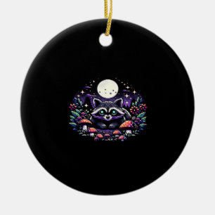Whimsical Whimsigoth Racoon Under Moonlight Vinta Ceramic Ornament